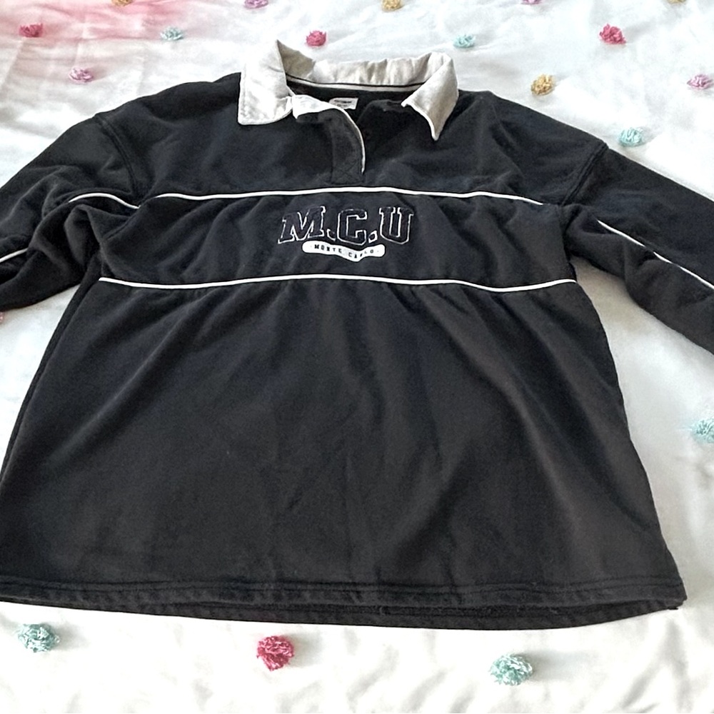 COTTON ON: Black Long Sleeve Polo Shirt